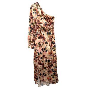 Lost + Wander Thea One-Shoulder Cream Floral Maxi Dress With Tie Waist S
